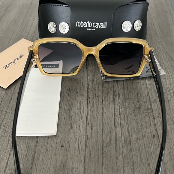 Roberto Cavalli Sunglasses Women's Black-Gold/Silver Mirror Lens 54mm - Picture 5 of 9